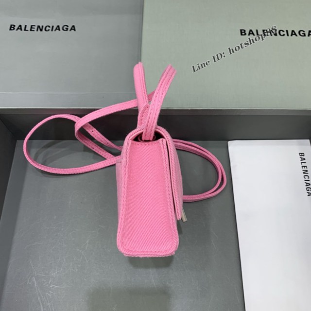 Balenciaga專櫃爆款牛仔粉鏈條沙漏包 巴黎世家mini Hourglass沙漏包 fyj1846